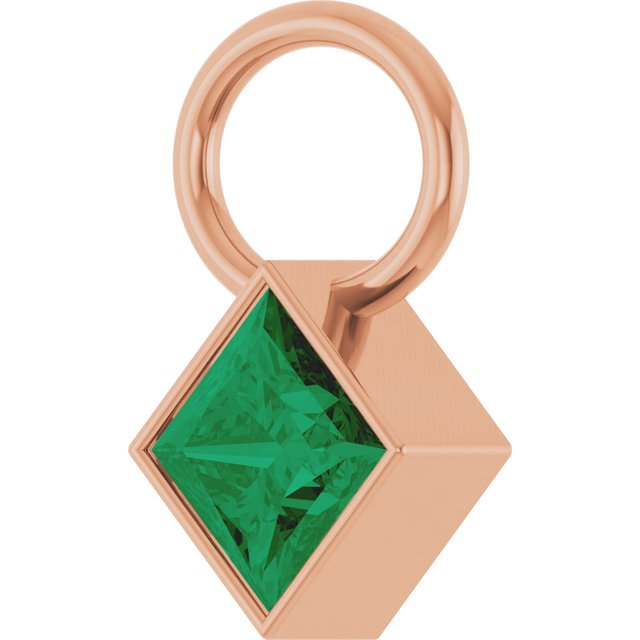 Lab-Grown Emerald Hoop Dangle, 5.08 mm x 8.29 mm
