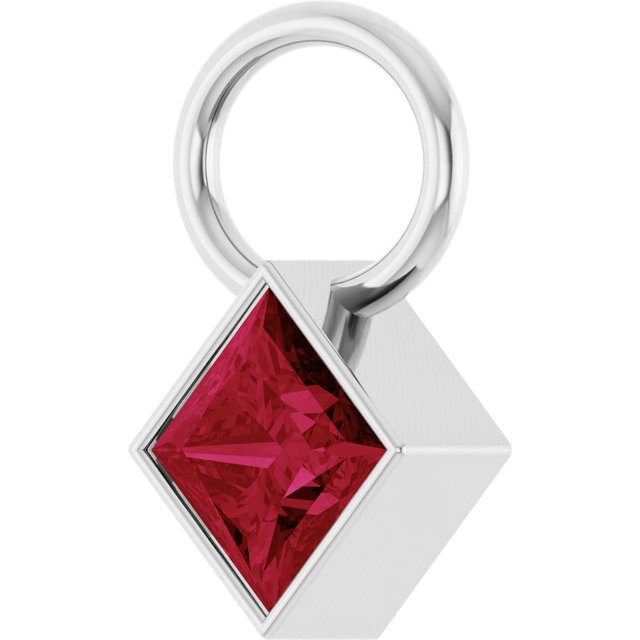 Lab-Grown Ruby Square Bezel-Set Hoop Dangle