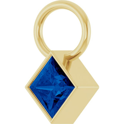 Lab-Grown Blue Sapphire Hoop Dangle, 5.08 mm x 8.29 mm
