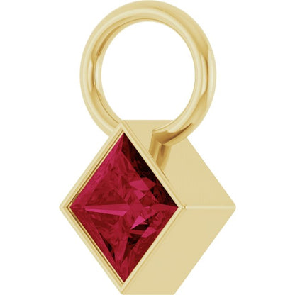 Lab-Grown Ruby Square Bezel-Set Hoop Dangle