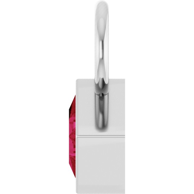 Lab-Grown Ruby Hoop Dangle, 5.08 mm x 8.29 mm