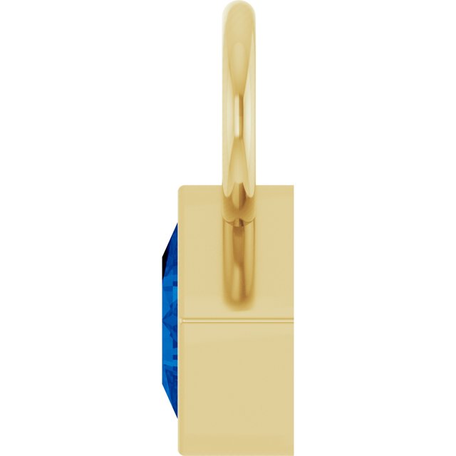 Lab-Grown Blue Sapphire Hoop Dangle, 5.08 mm x 8.29 mm