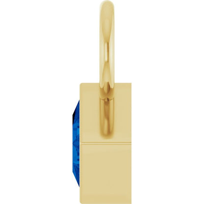 Lab-Grown Blue Sapphire Hoop Dangle, 5.08 mm x 8.29 mm