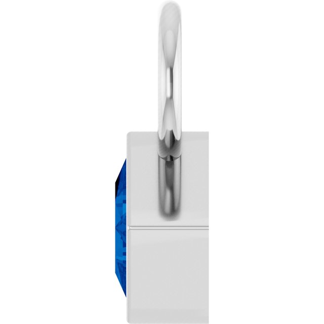 Platinum Lab-Grown Sapphire Square Bezel-Set Hoop Dangle