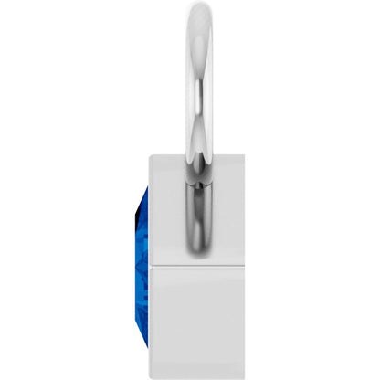 Platinum Lab-Grown Sapphire Square Bezel-Set Hoop Dangle
