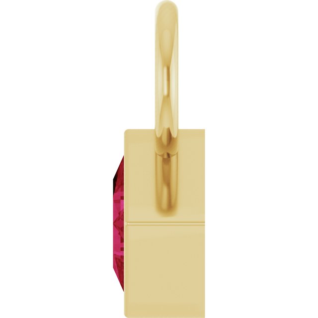 Lab-Grown Ruby Square Bezel-Set Hoop Dangle