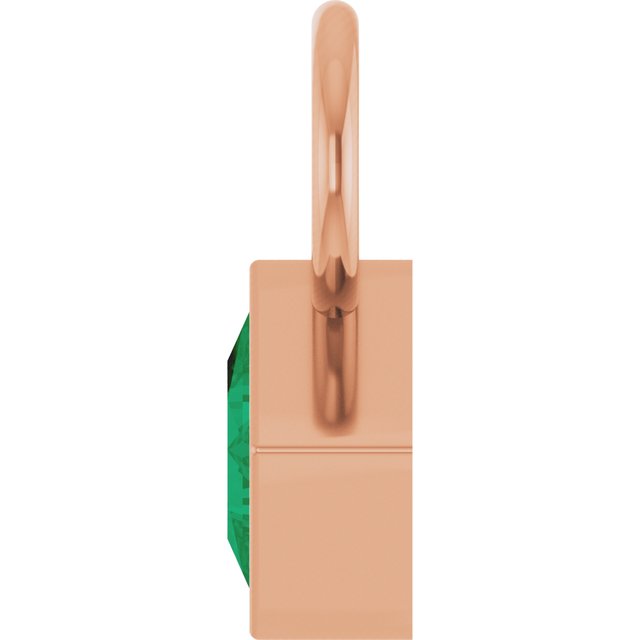 Lab-Grown Emerald Hoop Dangle, 5.08 mm x 8.29 mm