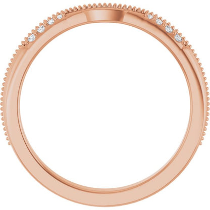.04 CTW Natural Diamond Milgrain Contour Band