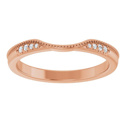 .04 CTW Natural Diamond Milgrain Contour Band