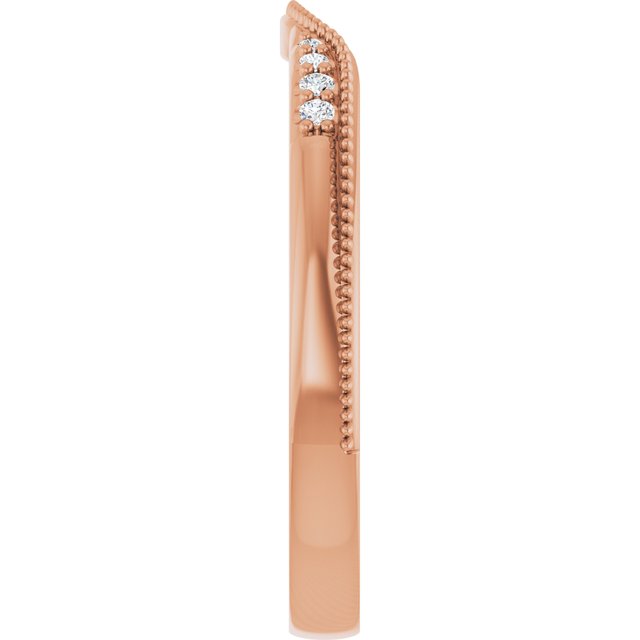 .04 CTW Natural Diamond Milgrain Contour Band