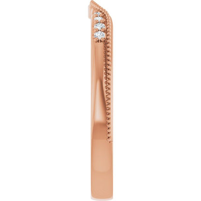 .04 CTW Natural Diamond Milgrain Contour Band