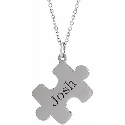 Engravable Puzzle Piece 16-18" Necklace