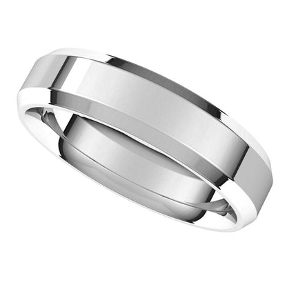 Sterling Silver Beveled-Edge Comfort-Fit Flat Band