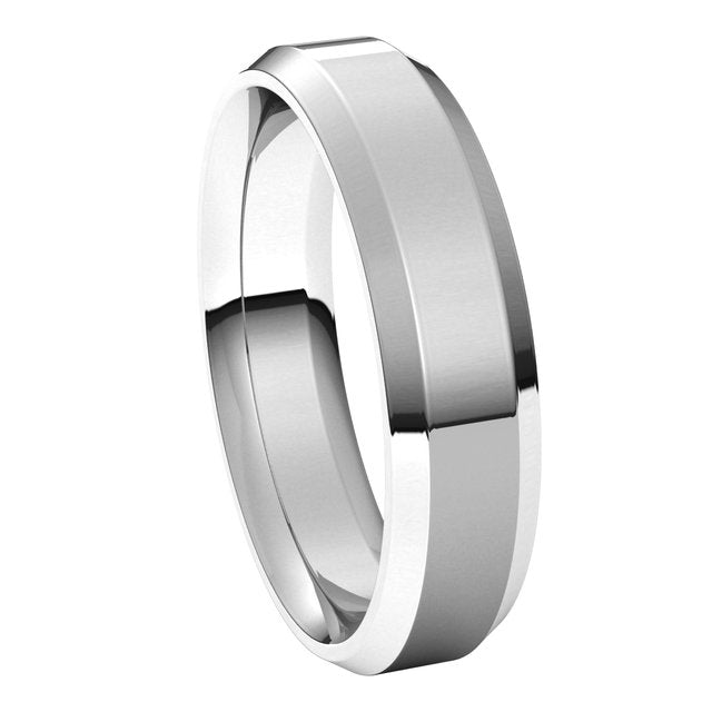Sterling Silver Beveled-Edge Comfort-Fit Flat Band