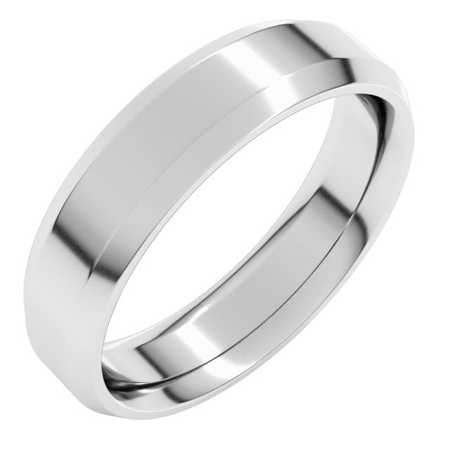 10K White Gold Beveled-Edge Comfort-Fit Flat Band