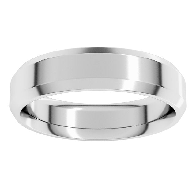 10K White Gold Beveled-Edge Comfort-Fit Flat Band