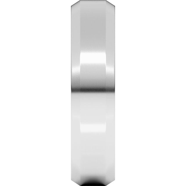10K White Gold Beveled-Edge Comfort-Fit Flat Band