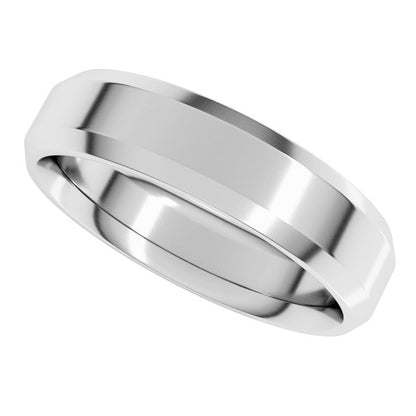10K White Gold Beveled-Edge Comfort-Fit Flat Band