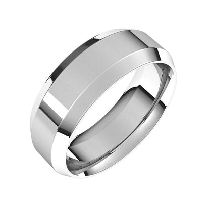 14K X1 White Gold Beveled-Edge Comfort-Fit Flat Band