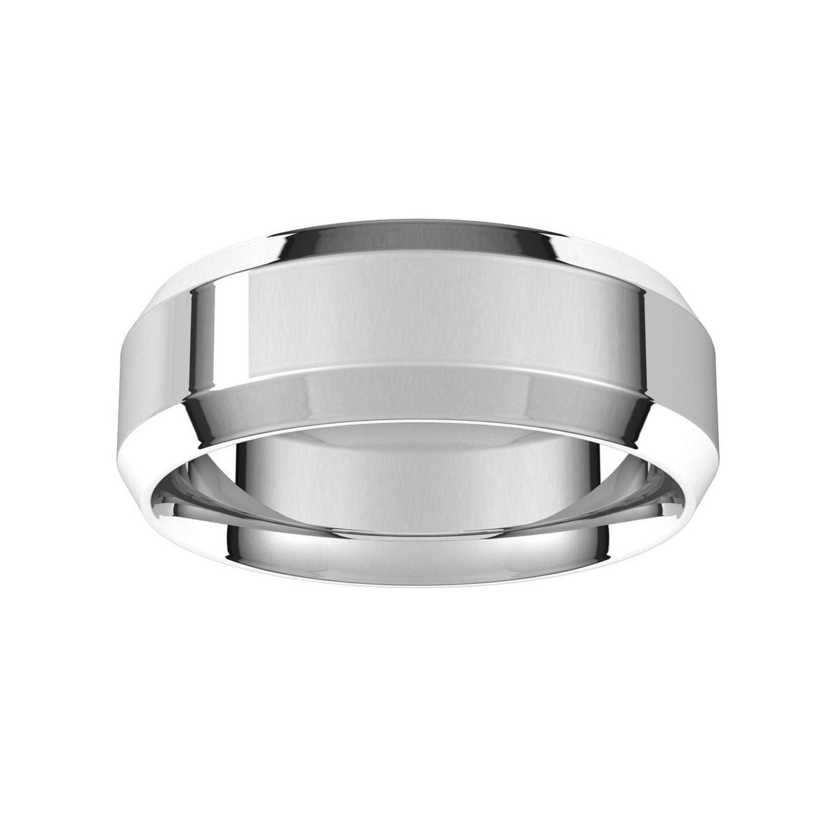 14K X1 White Gold Beveled-Edge Comfort-Fit Flat Band