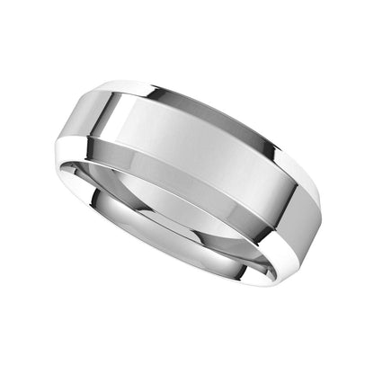 14K X1 White Gold Beveled-Edge Comfort-Fit Flat Band