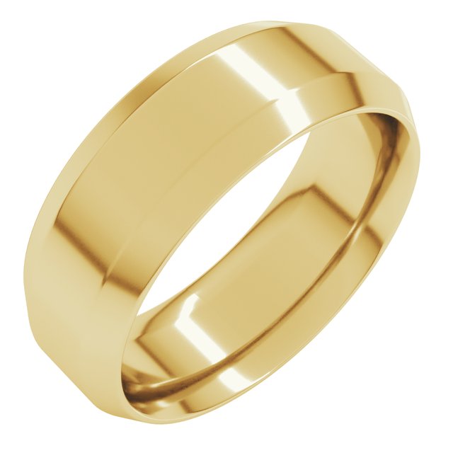 Beveled-Edge Comfort-Fit Flat Band, 7 mm