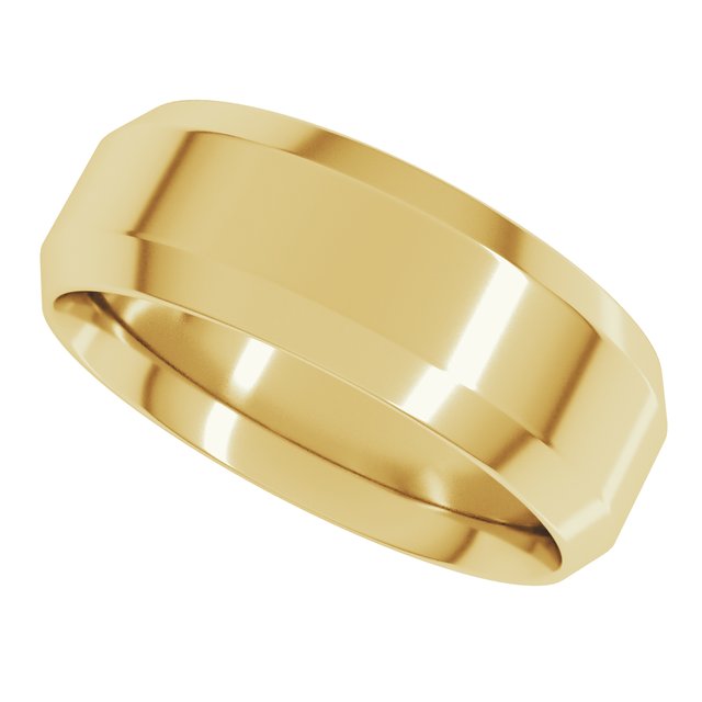 Beveled-Edge Comfort-Fit Flat Band, 7 mm
