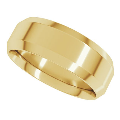 Beveled-Edge Comfort-Fit Flat Band, 7 mm