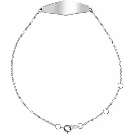 Sterling Silver Engravable Curved Bar 6 1/2-7 1/2" Bracelet