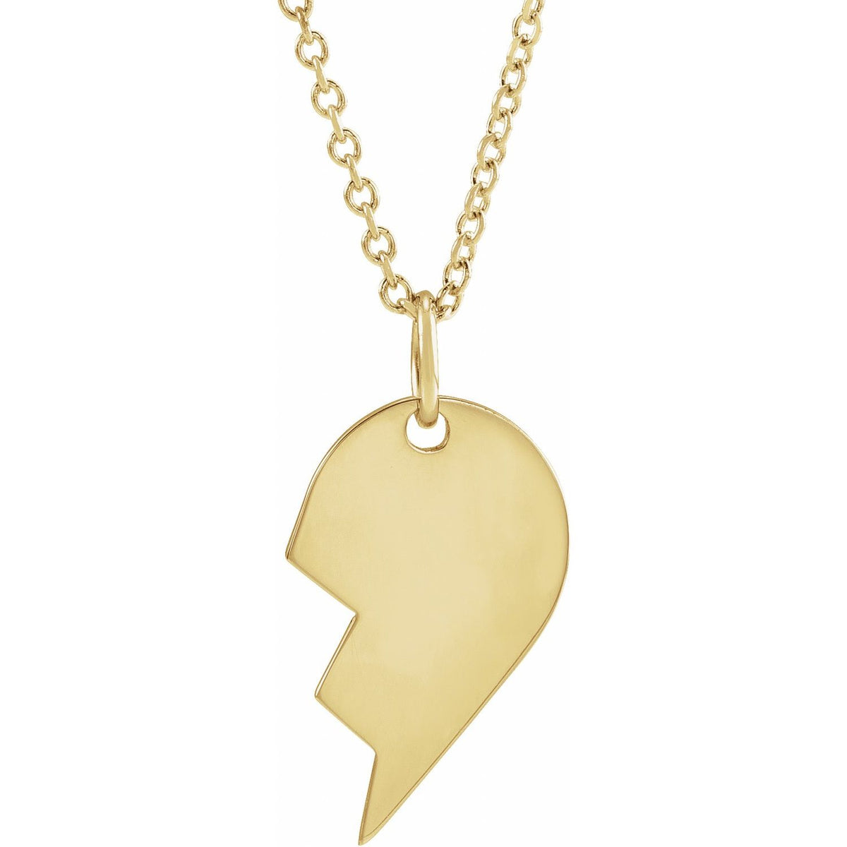 14K Yellow Gold 17x10 mm Left Broken Heart Pendant