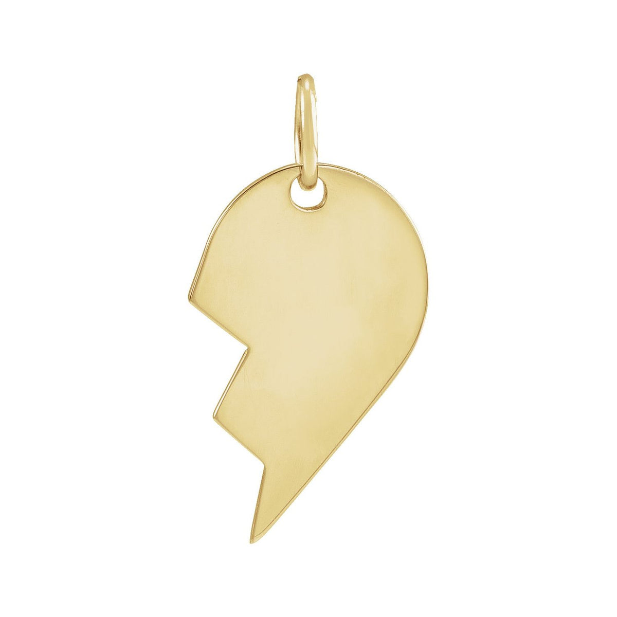 14K Yellow Gold 17x10 mm Left Broken Heart Pendant