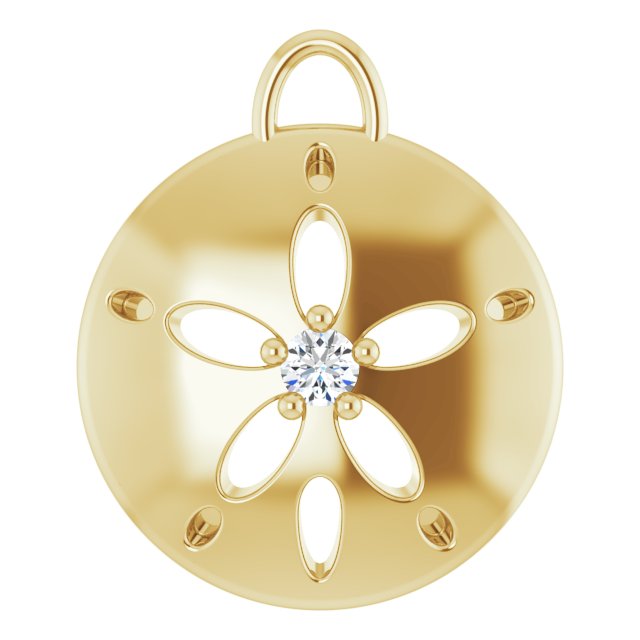 .015 CT Natural Diamond Sand Dollar Dangle