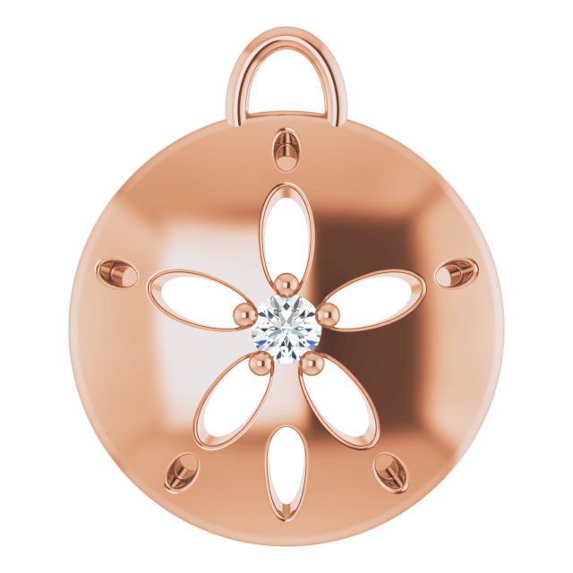.015 CT Natural Diamond Sand Dollar Dangle