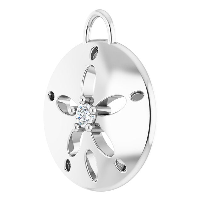 .015 CT Natural Diamond Sand Dollar Dangle
