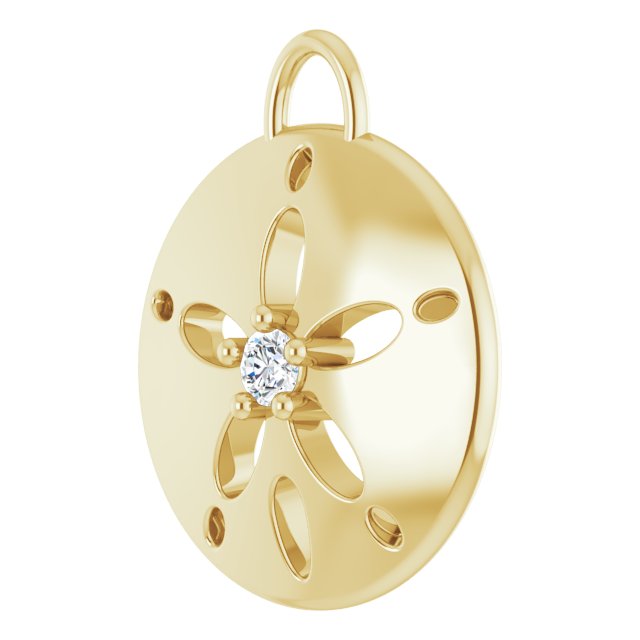 .015 CT Natural Diamond Sand Dollar Dangle