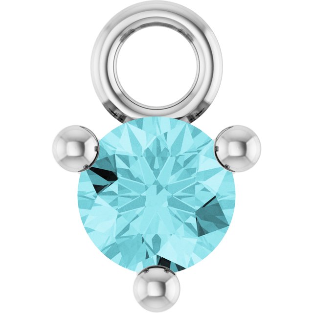 14K White Gold Petite Pavé® 1/10 CT Natural Blue Zircon Dangle