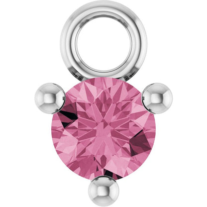 Petite Pavé®1/10 CT Natural Pink Tourmaline Dangle