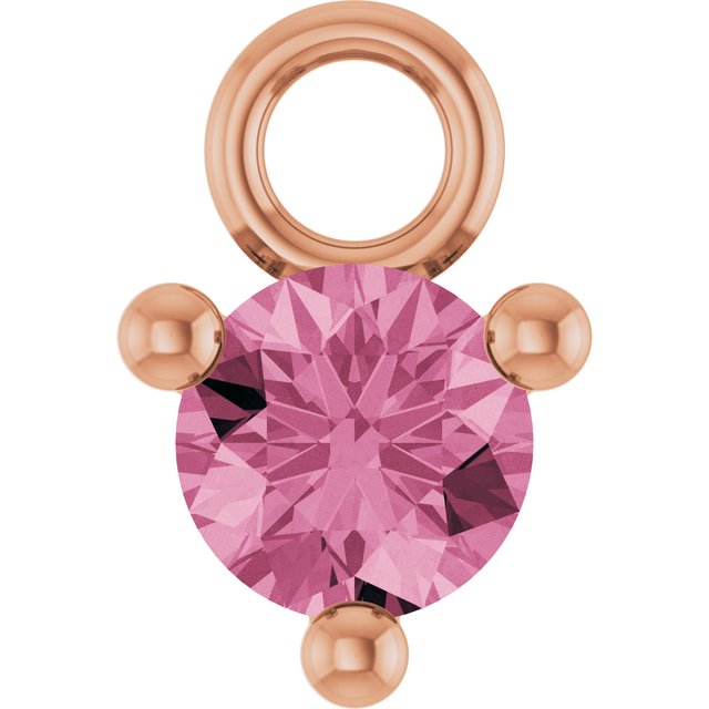 Petite Pavé®1/10 CT Natural Pink Tourmaline Dangle