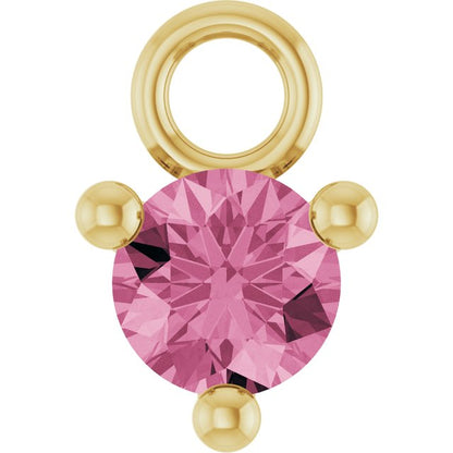 Petite Pavé®1/10 CT Natural Pink Tourmaline Dangle