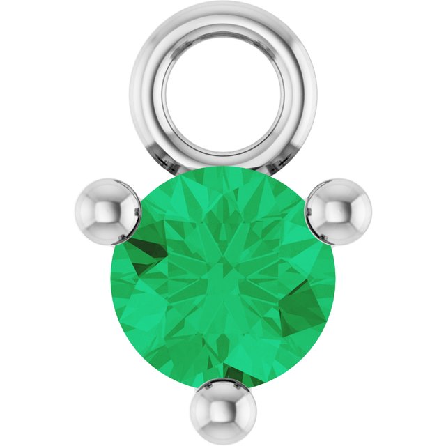 Petite Pavé®1/10 CT Lab-Grown Emerald Dangle