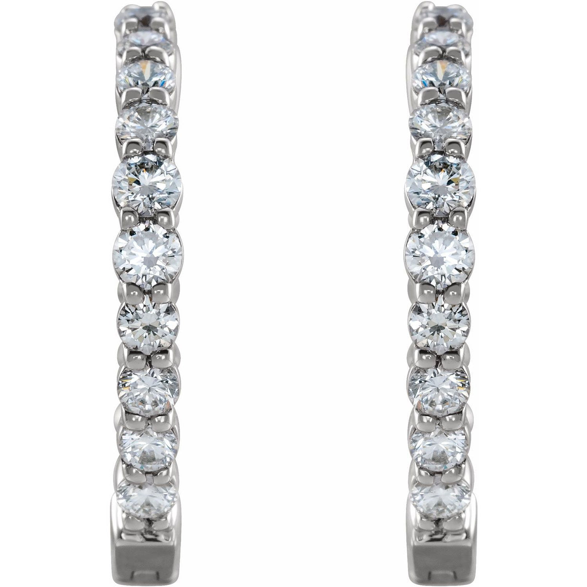 1 CTW Lab-Grown Diamond Inside-Outside Hinged Hoop Earrings