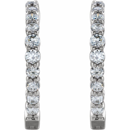 1 CTW Lab-Grown Diamond Inside-Outside Hinged Hoop Earrings