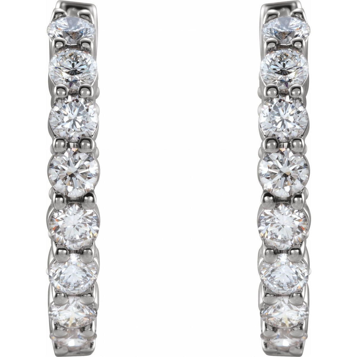 2 CTW Lab-Grown Diamond Inside-Outside Hinged Hoop Earrings