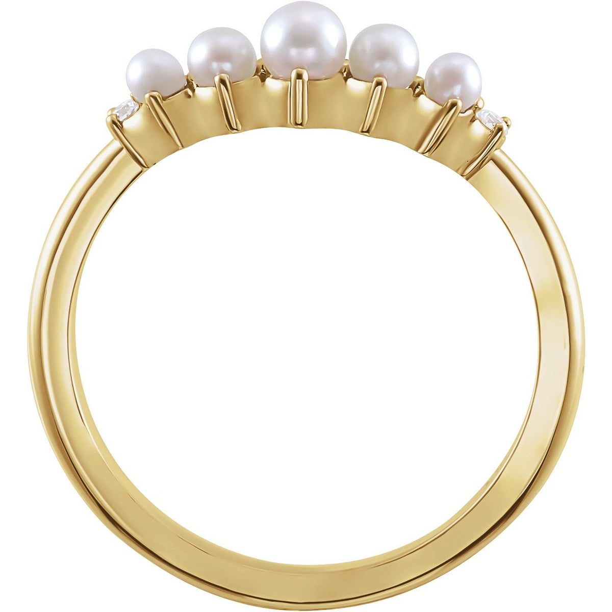Pearl & .03 CTW Natural Diamond Contour Band