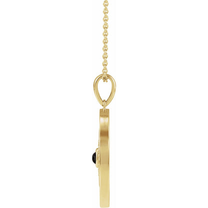 14K Yellow Gold Natural Turquoise & 1/6 CTW Natural Diamond Evil Eye 16-18" Necklace