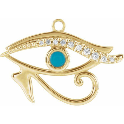 Natural Turquoise & .05 CTW Natural Diamond Eye of Horus Dangle