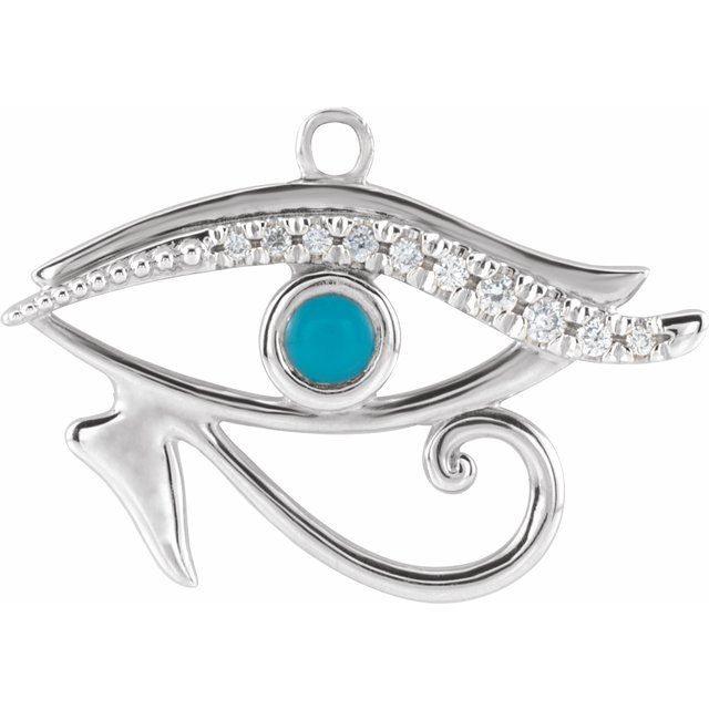 Natural Turquoise & .05 CTW Natural Diamond Eye of Horus Dangle