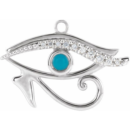 Natural Turquoise & .05 CTW Natural Diamond Eye of Horus Dangle