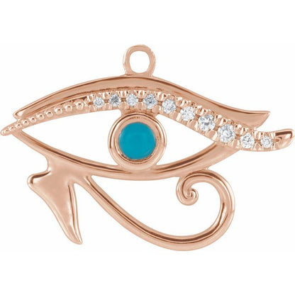Natural Turquoise & .05 CTW Natural Diamond Eye of Horus Dangle