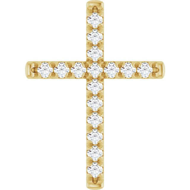 14K Yellow Gold 3/4 CTW Natural Diamond French-Set Cross Pendant